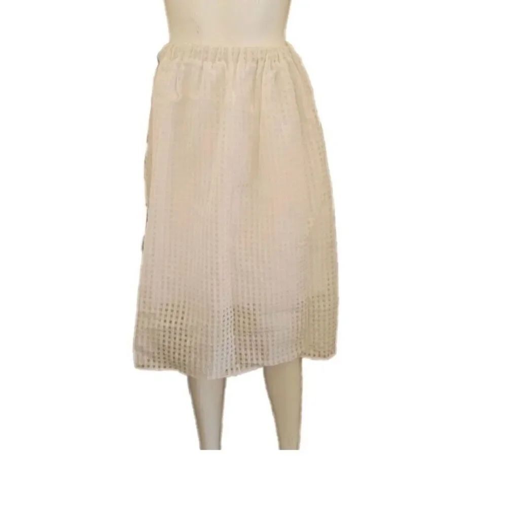Retro A-line full pull on white checkered plaid skirt women’s S-M midi